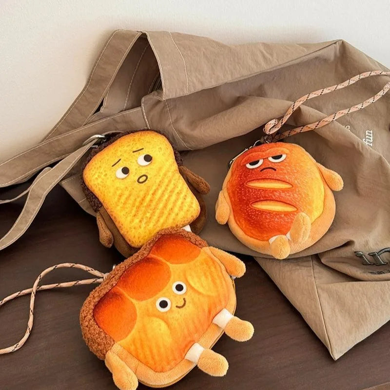Cute Cartoon Tusi Bread Shape Wallet Coin Bag, earphone Key Storage Bag, bag Accessories, Fun Birthday Gifts ﻿