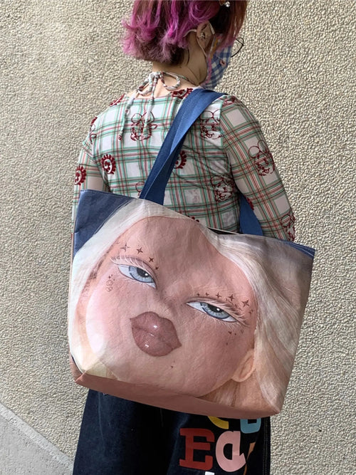 Dear Alien Women's Bag Casual Versatile Graffiti Tote Bag Sweet Cool Hot Girl Single Shoulder DuPont Paper Handbag